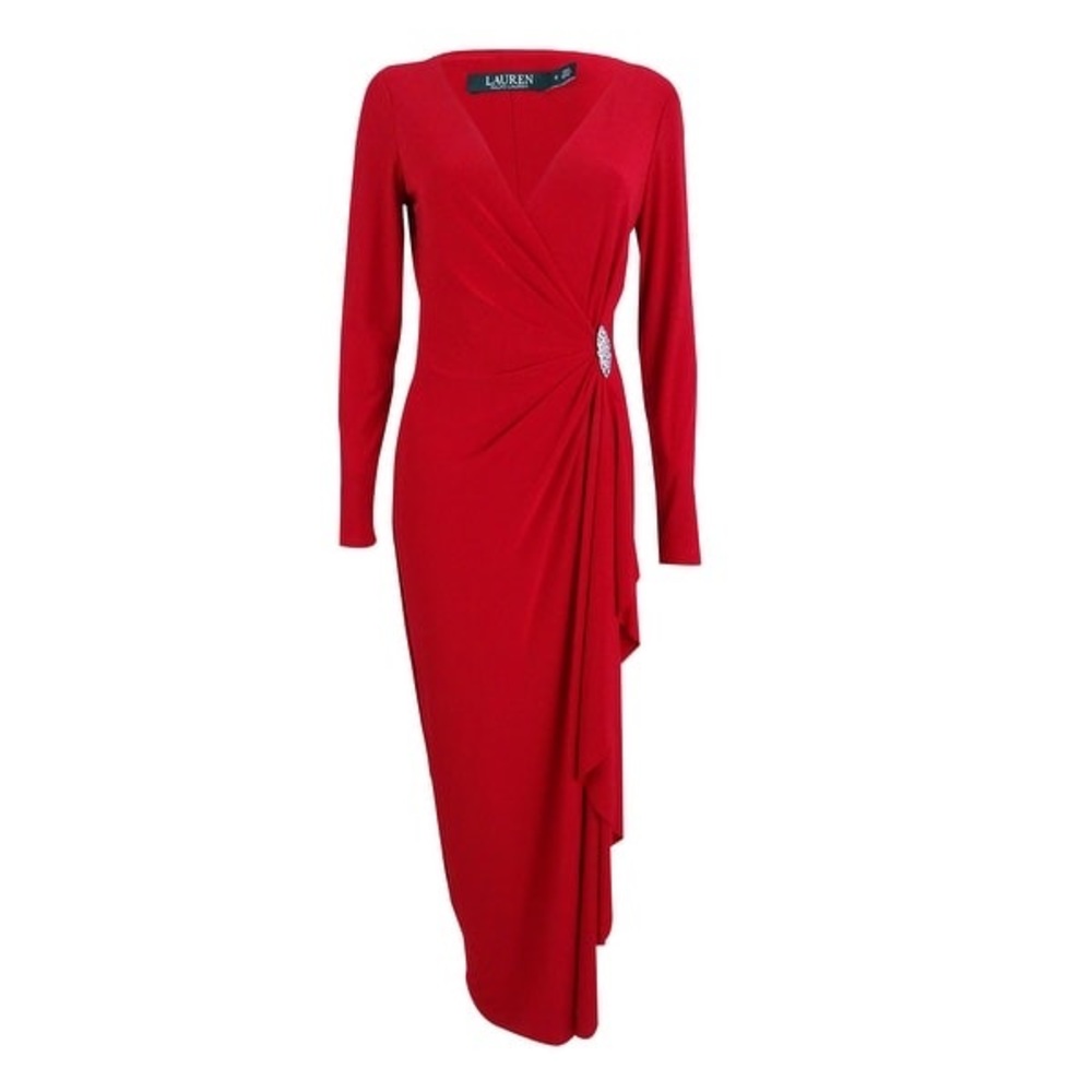 Ralph Lauren Surplice Embellish Evening Dress